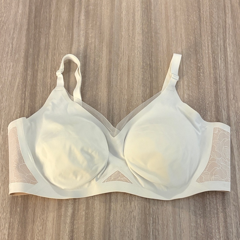 Honeylove Wireless Crossover Lace Bra Size 3X in White